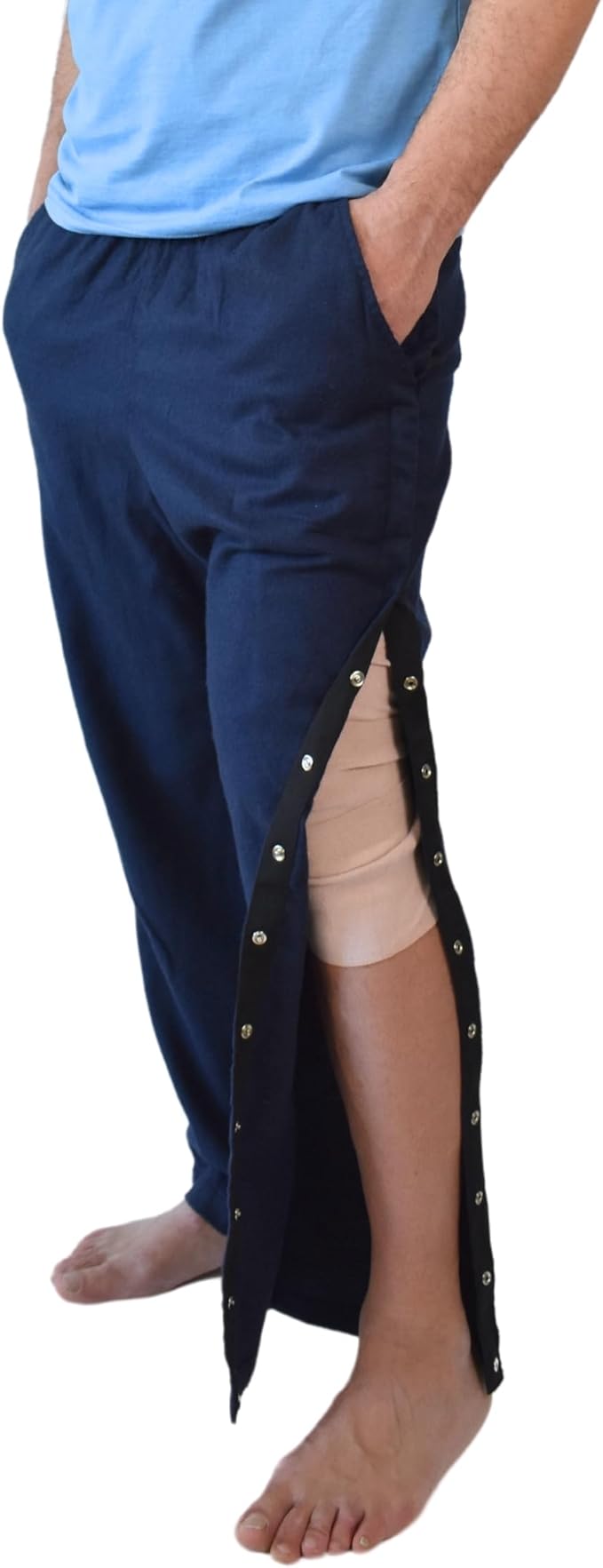 Inspired Comforts Unisex Tearaway Post Surgery Recovery Pajama Pants with Side Snaps & Pockets