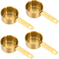 1/4 Cup Measuring Cups, 4 Pcs Golden Stainless Steel Measuring Scoop Gold Kitchen Accessories Metal 2 oz Cups for Baking Cooking Dry and Liquid Ingredient, Dishwasher Safe