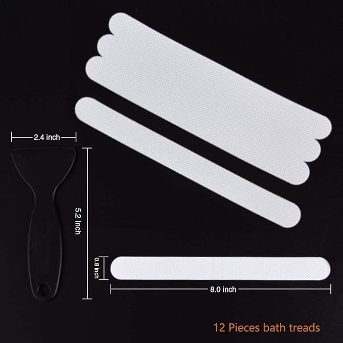Anti Slip Shower Stickers, Safety Bathtub Strips Adhesive Decals with Premium Scraper for Bath Tub Shower Stairs Ladders Boats