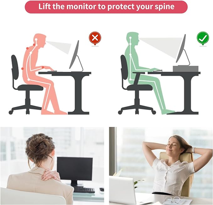 gianotter Desk Organizers and Accessories, Monitor Stand with Drawer and 2 Pen Holder, Desktop Organizer Suitable for Offices and Dormitories (Pink)