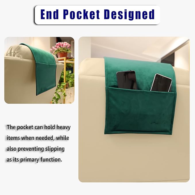 Non-Slip Head Pillow for Recliners - Neck Support Cushion with Velvet Cover for Pain Relief at Home, Office and Travel (Green)