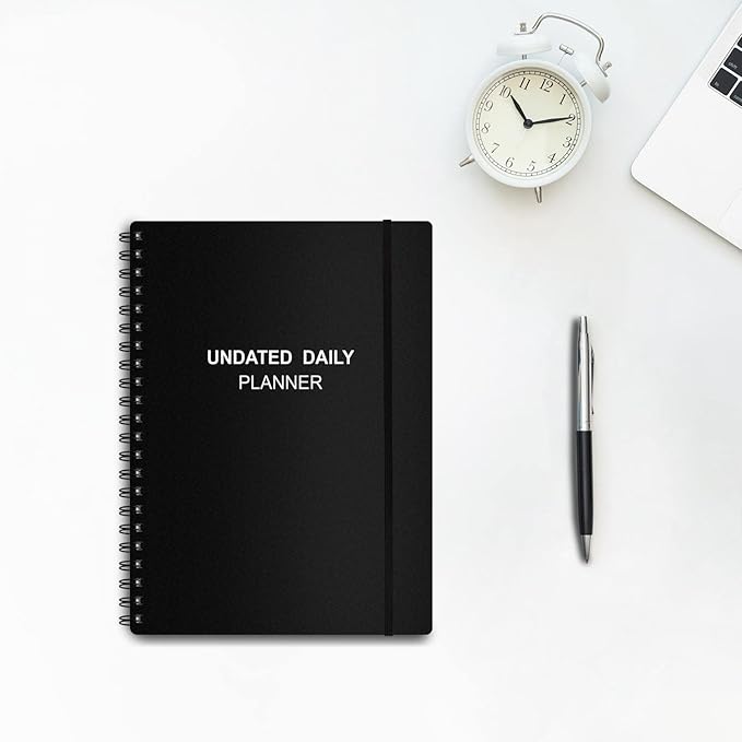 Tiankool Undated Daily Planner,Undated Planner with Hourly Schedules, Top Priorities Items and To Do List, Appointment Book for Time Management, 5.8 × 8.2 Inch