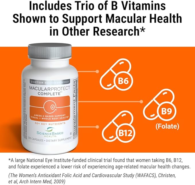 ScienceBased Health MacularProtect Complete – AREDS 2 Eye Health Supplement & Daily Multivitamin – 30+ Nutrients with Lutein & Zeaxanthin – Supports Vision & Whole Body Health – 120 Capsules