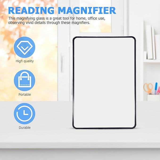 Generic 4Pcs PVC Reading Magnifier Sheets Sized Fresnel Lens 3X Magnifier Sheet for Books and Documents, Lightweight Visual Aid for Seniors and Low Vision Users