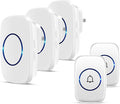 Wireless Doorbells, 1PlusOne White Waterproof Door Chime Kits Includes Push Button, Plug-in Receiver, Operating Over 1000 Feets Range, CD Quality Sound and LED Flash (2 Transmitter + 3 Receiver)