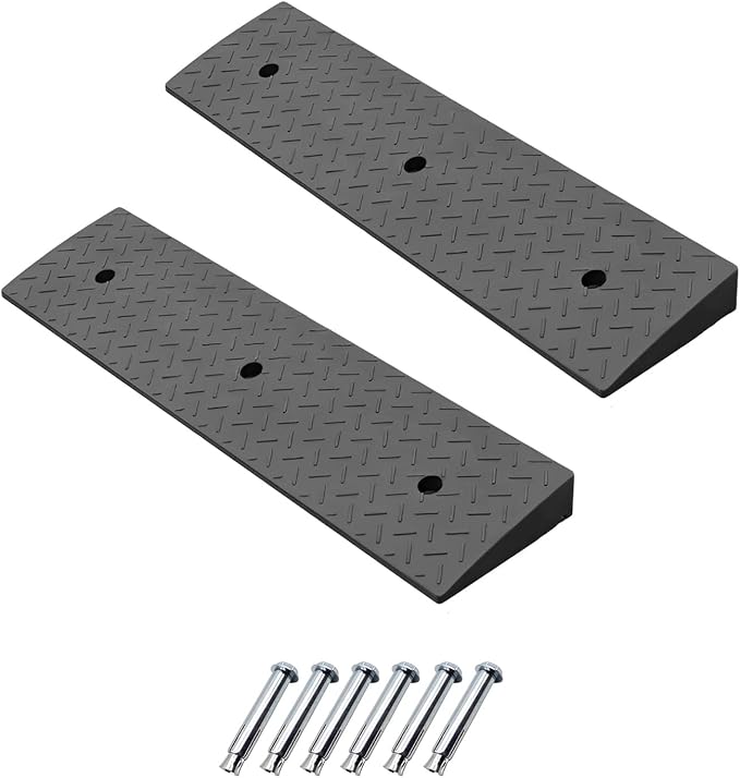 Heavy Duty Rubber Curb Ramps, 2'' Rise, 2 Pack, 6600 LBS/3T Capacity, for Driveway, Loading Dock, Bike, Vehicle, Warehouse, Sidewalk, Wheelchair