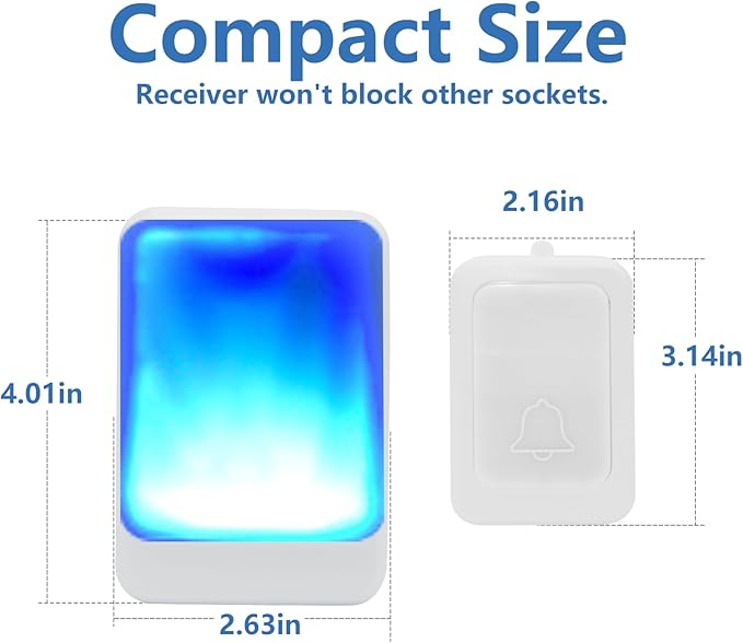 Loud Flash Doorbell with 7 Colors of Bright Light and 4 Volumes, Wireless Doorbells 600 feet,at Home/Office,Suitable for the Elderly, Hearing Impaired People, 2 Transmitters with 3 Receivers