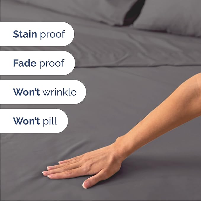 Queen 6 Piece Sheet Set - Cooling & Breathable Bed Sheets - Hotel Luxury Bed Sheets for Women, Men, Kids & Teens - Bedding with Deep Pockets & Easy Fit - Soft and Wrinkle Free - Queen Dark Grey Sheets