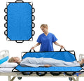 Bed Positioning Pad with Reinforced Handle, 60" X 40" Multipurpose Waterproof Transfer Sheet for Turning, Lifting & Sliding, Reusable Washable Patient Positioning Sheet for Caregiver, Light Blue