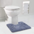 Walensee Contour Rug (20x24, Blue) Non Slip Bath Mat for Bathroom Water Absorbent Soft Microfiber Shaggy Mat Machine Washable U Shape Toilet Rug