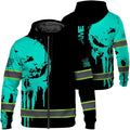 Maddly Hi Vis Reflective Zip Up Hoodie, High Visibility Safety Jacket with Skull Design for runner, worker, trucker, cyclist