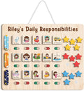 Wooden Chore Chart for Kids Visual Schedule, Routine Chart for Kids, Morning Bedtime Routine Chart for Toddlers Ages 2-4, Daily Kids Schedule Board for Home (18)