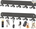 2 Pack Key Holder for Wall, Key Hooks Wall Mount with 12 Hooks, No Drilling Required, Self-Adhesive Key Rack, Key Hanger Wall Mount for Corridor, Kitchen, Living Room - Gray