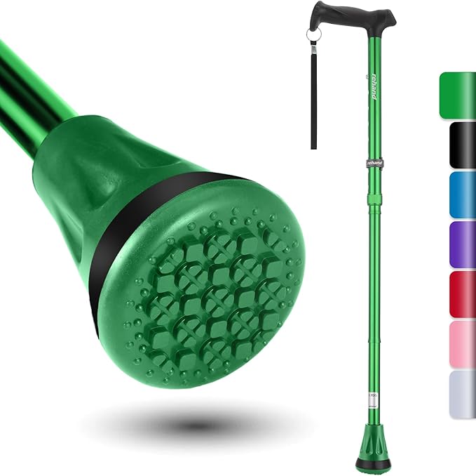 REHAND Walking Cane - Foldable, Adjustable, Collapsible Walking Canes for Men & Women, Heavy Duty All Terrain Tip, with Travel Bag | Walking Sticks for Seniors & Adults