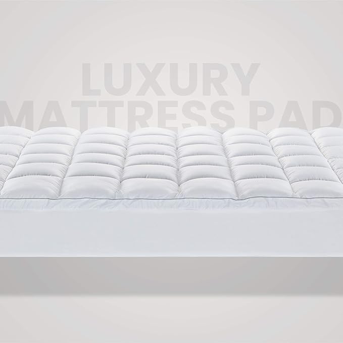 SLEEP ZONE Twin XL Cotton Mattress Pad for College Dorm, Machine Washable Mattress Protector Cover, Soft Cotton Top Cooling Mattress Topper Fits 8-21 inch Deep Pocket, Twin XL