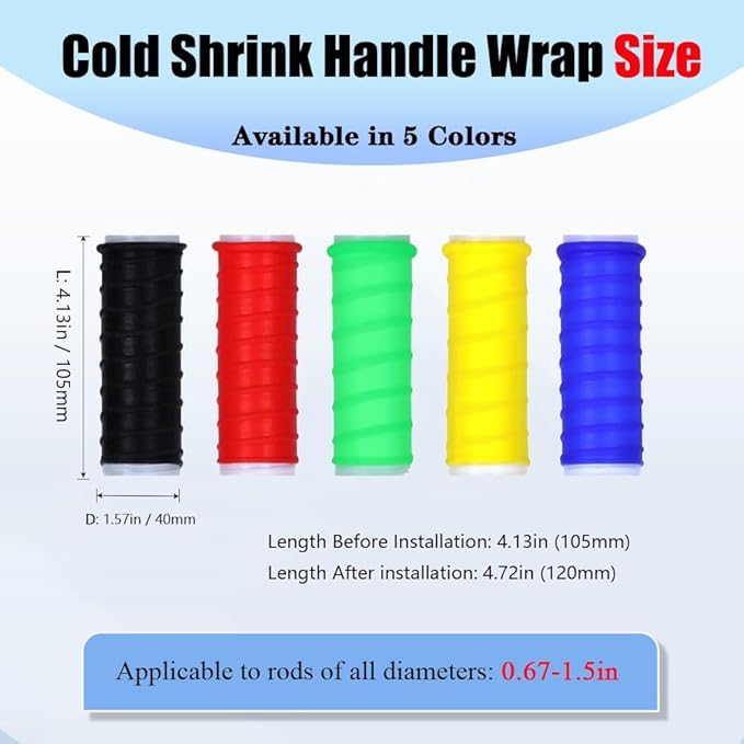 2 Pcs Cold Shrink Handle Wrap with Textured Grip – Silicone Non-Slip Cover for Secure Tool & Sports Handles – Durable, All-Weather Cold-Shrink Sleeve for Comfort & Control