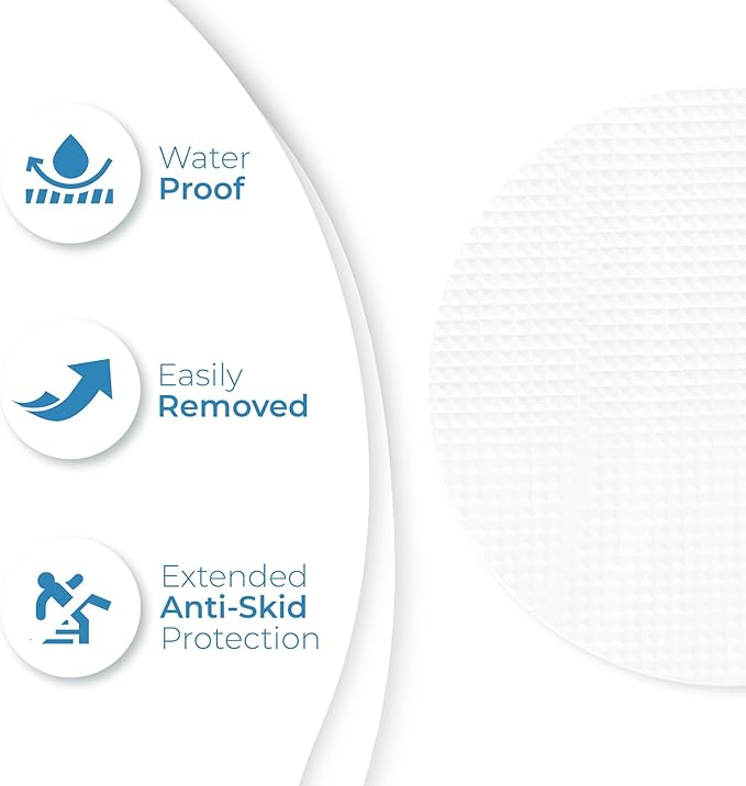 Anti Slip Shower Stickers 24 PCS, White Non-Slip Shower Strips for Adults, Premium Adhesive Bath Tub Stickers