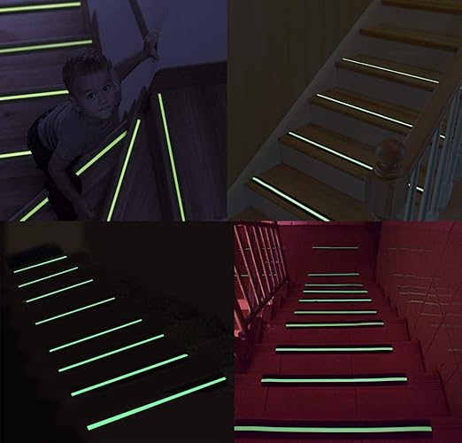 RELIANCER Anti Slip Safety Grip Tape 2inx30ft Green Glowing in The Dark Non Skid Stage Safety Tape High Traction Grit Stairs Tape Hazard Caution Warning Tape for Steps (2"×30', Green&Black)