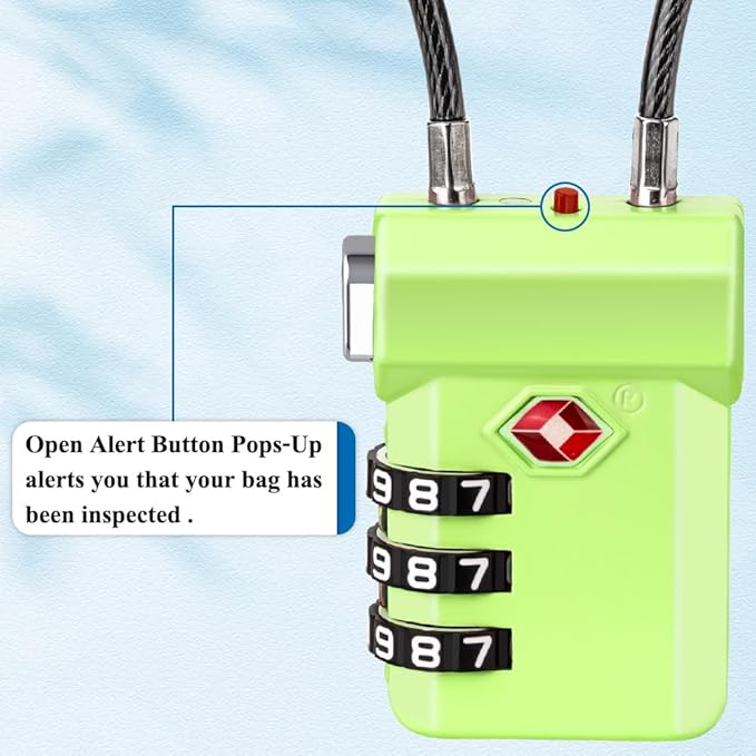 SURE LOCK TSA Approved 3-Digit Combination Luggage Locks – Open Alert Indicator, Re-settable Code with Zinc Alloy Body, Easy-Read Dials for Suitcase, Backpack, Gym Locker & Toolbox (Multiple Colors)