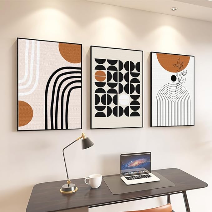QKF Large Canvas Wall Art With Framed For Living Room Modern Abstract Home Decoration Painting Bohemian wall Decor Bedrooms Offices artwork 3 piece Set 20" X 28"