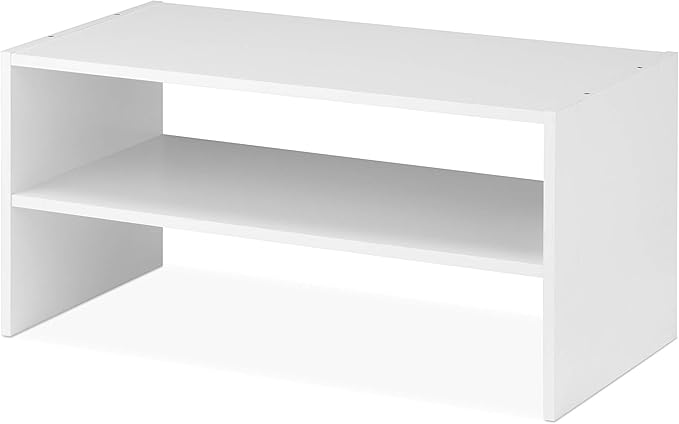Whitmor Wood Stackable 2-Shelf Shoe Rack, White, 24 inches