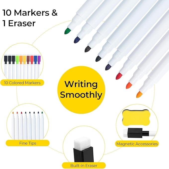M&G Magnetic Dry Erase Calendar Set for Fridge, 3 Pack Planning Whiteboard with 10 Markers and Eraser, Monthly & Weekly & Daily Chore Chart for Refrigerator Wall Door