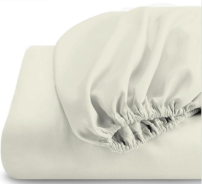 Top Split Queen Fitted Sheet Only for Adjustable beds, Split Down 32 inches from The Top, 600 Thread Count 100% Cotton Half Split Flex Head Fitted Sheet for Sleep Number Beds, Ivory