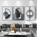 QKF Large Glossy Canvas Abstract Geometric Wall Art Dark Graphics Modern Home Living Room Bedroom Wall Decor Painting Poster Printing Artwork 20 "X 28"
