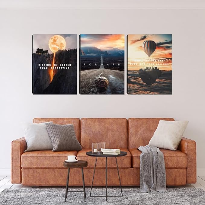 3 Pieces Motivational Canvas Wall Art Office Wall Decor Entrepreneur Quotes Inspiring Framed Poster Inspirational Quotes for Art Decoration Ready to Hang for Office Work Place Bedroom (36''Wx 16''H)