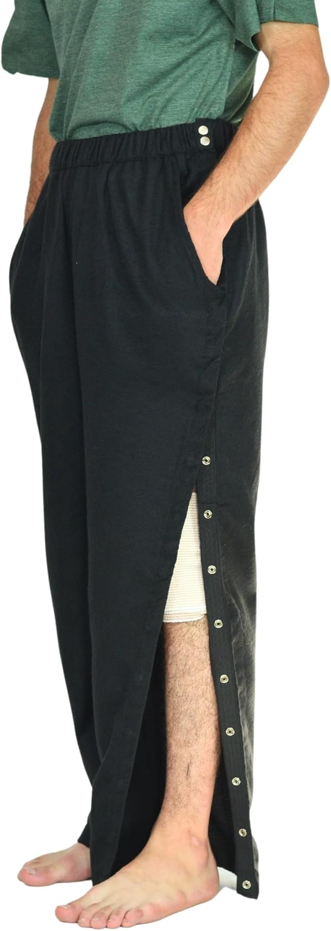 Inspired Comforts Unisex Tearaway Post Surgery Recovery Pajama Pants with Side Snaps & Pockets