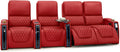 Seatcraft Apex Zero-Gravity CoolZero Italian Leather Home Theater Seating, Powered Headrest, Powered Lumbar, Powered Recline, Row of 4 Right Loveseat, Red