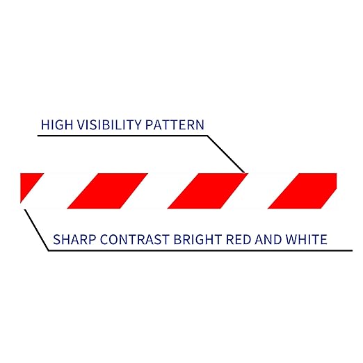 TAPEBEAR Hazard Caution Tape, 2inch x 150 Feet(50yds) Self Adhesive Warning Tape for Steps, High Visibility White Red Tape for Outdoor Construction Warning, Danger Zone, 16rolls