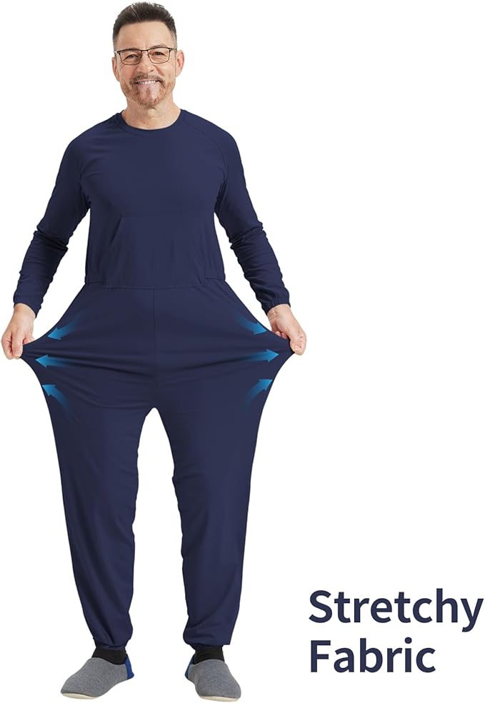 Adaptive Clothing for Men with Anti-Strip Design and Easy Back Access for Dementia Elderly and Special Needs