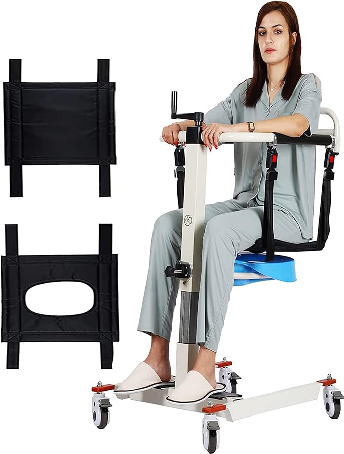 Patient Lift Transfer Chair, Transfer Lift Chair for Disabled, Portable Car Transfer Lift Bed to Wheelchair Transfer Devices, Transfer Chair for Elderly and Disabled (Basic Backrest Bedpan)