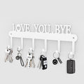 Key Holder for Wall - 'Love You Bye' Key Hooks,Key Holder Wall Mount Self Adhesive, Key Rack Wall Mount for Wall No Drill for Living Room, Kitchen, Bathroom, Garage (White, 6 Hooks)