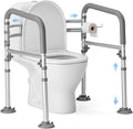Foldable Toilet Safety Rails for Seniors - Adjustable Toilet Safety Frame & Toilet Handles for Elderly & Disabled, Fits Most Toilets, 350lb Capacity, Gray