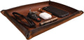 Valet Tray – Full-Grain Leather Catchall Organizer for Keys, Phone & Wallet – Rustic Nightstand & Desk Tray with Raised Sides – Handmade in USA (Vintage Brown, Large Rectangle)
