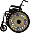 Designer Halloween Cover for Wheelchair Wheels for Adults & Kids, Skull and Spider Web Designs, Easy Install/Remove, Lightweight, (Halloween Fun)