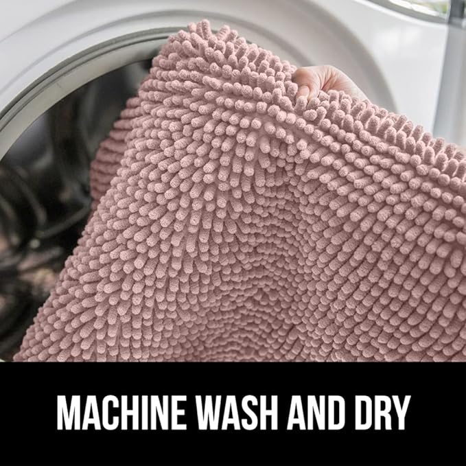 GORILLA GRIP Bath Rug Mat 30x20, Thick Soft Absorbent Chenille, Quick Dry Microfiber Mats, Rubber Backing Washable Shower Floor Rugs, US Designed Bathroom Bathmat Home Decor Accessories, Dusty Rose