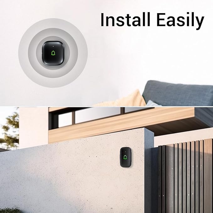Classroom Doorbell IP66 Wireless Doorbell Door Bell Ringer Wireless Waterproof 1000Ft 32 Chimes 115dB 7 Vol Levels Mute Mode & LED Flash Doorbells for Home Kids Room Teachers Classroom Office