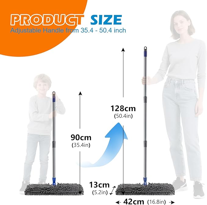 Microfiber Mops for Floor Cleaning, Masthome Dust Mop with 4 Washable Pads, 2-SidedMicrofiber Flip Mop for Wet & Dry Use, Flat Floor Mops for Hardwood, Laminate, Vinyl,Kitchen, Tile -1 Scraper