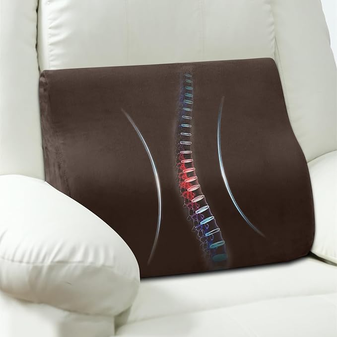 Back Support Pillow for Recliner Chair, Memory Foam Couch Back Cushions Ergonomic Large Lumbar Support Pillow for Lower Back Pain Relief, with Soft Velvet