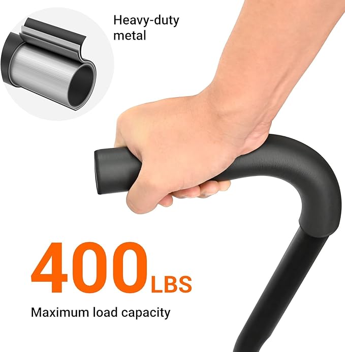 Stand Assist with Cup Holder & Safety Handle, 6-Level Adjustable Height Chair Couch Lift Aid Supports 400 lbs, Daily Mobility Rail for Sofa, Recliner, Chair, for Elderly, Disabled