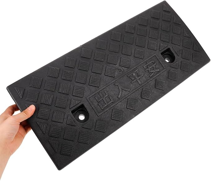 Portable Wheelchair Threshold Ramp 50X17X5Cm Black Plastic Anti-Slip Doorway Ramp for Steps Curbs Garage Use Mobility Aid