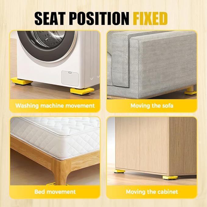 Easy Furniture Lifter Mover, Heavy Furniture Mover Tool Set with Adjustable Height Lifting Tool Lever & 4 Wheels, Floor Kit for Sofas & Kitchen Appliances