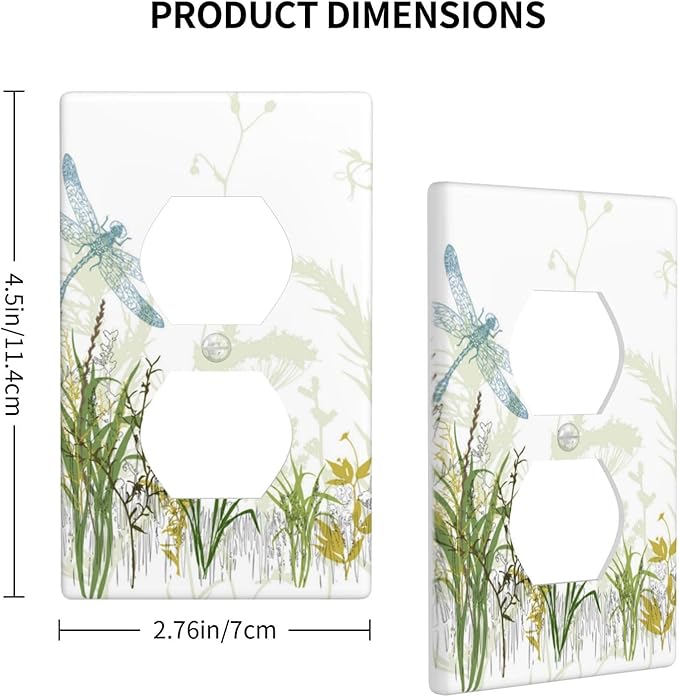 Wild Flower Dragonfly 1 Gang Duplex Light Switch Cover Plates Decorative Electric Outlet Covers Decorator Wall Switch Plate Receptacle Plug Covers 4.5 * 2.76 Inches