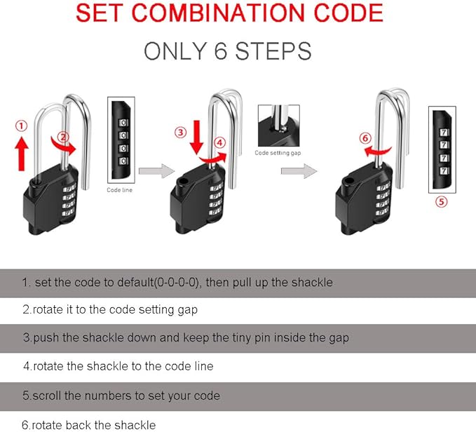 2 Pack disecu 2.2 Inch Long Shackle Combination Lock, 4 Digit Outdoor Waterproof Padlock for School Locker, Gym Locker, Storage Unit, Gate, Fence, Toolbox, Cabinet (Black)