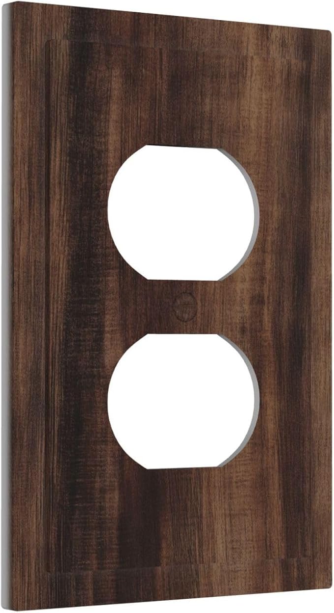Outlet Covers Rustic Farmhouse Brown Wood Barn Door Decorative 1 Gang Duplex Light Switch Cover Plate Receptacle Wall Plate Electrical Switch Plate Covers for Bathroom Decor