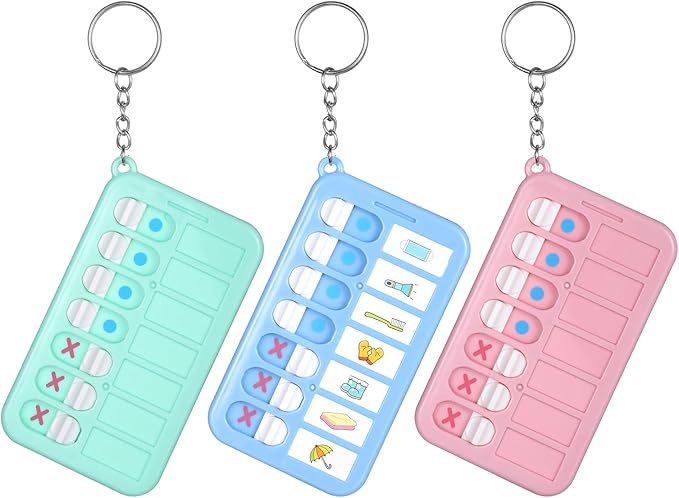 3Pcs Reminder Board, Portable Visual Schedule Keychain, ADHD Tools for Kids for Daily Weekly Planning Memo Checklist Boards