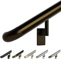 Promenaid 12ft ADA Handrail Kit - Architectural Bronze - Complete Indoor/Outdoor Handrail for Stairs - 1.6" Round Anodized Aluminum Railing with 6 Bronze Painted Brackets & ADA Wall Returns